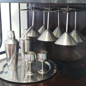 Stainless steel martini glasses & shakers
